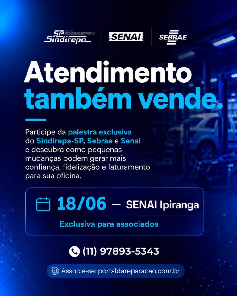 SINDIREPA-SP, SEBRAE E SENAI PROMOVEM PALESTRA SOBRE ATENDIMENTO E MARKETING PARA OFICINAS DE REPARAÇÃO AUTOMOTIVA